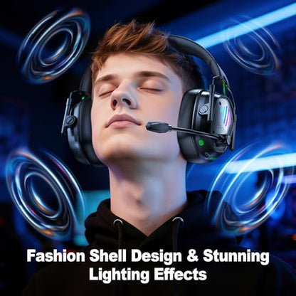 Wireless Gaming Headset for PS5, PS4, PC, Switch, 20ms Low Latency with Mic - color: Black