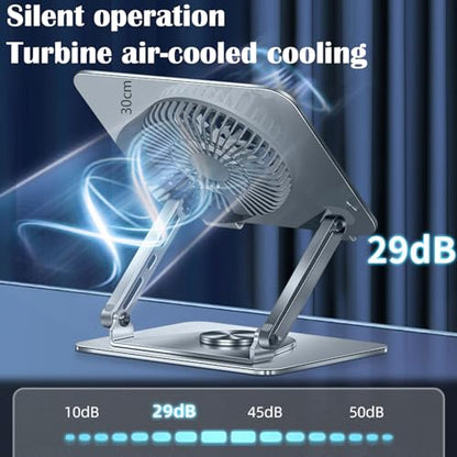 360° Rotating Adjustable Laptop Stand with Cooling Fan, Foldable Dual-Bar Support Height Tilt Angle Cooling Laptop Stand for Desk Pad Laptop Riser Heat Dissipation Stand Fit 10-17.3" Device - color: Dual-Bar Support Version
