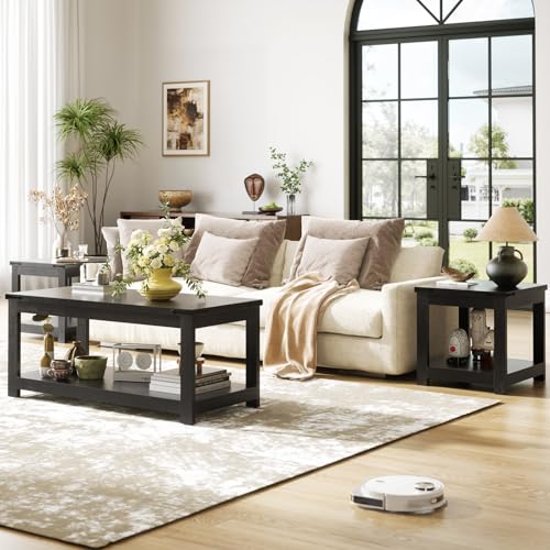Homieasy 20x20 End Table, Square Side Table for Living Room, Black - color: Black