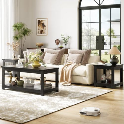 Homieasy 20x20 End Table, Square Side Table for Living Room, Black - color: Black