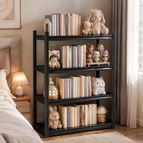 Heavy Duty 4 Tier Metal Book Shelf Adjustable Bookcase | 2400 LBS Bolt-free Storage Shelves with Deep Bookshelf for living Room, Office and Garage Storage, 14"Wx 11.8"Dx 44.1"H - size: 4Tier-14"Wx 11.8"Dx 44.1"H