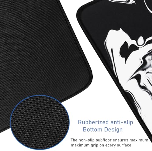 Large Gaming Mouse Pad with Stitched Edges, Non-Slip Natural Rubber Base - color: Black White, size: 31.5L x 15.7W inches