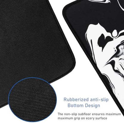 Large Gaming Mouse Pad with Stitched Edges, Non-Slip Natural Rubber Base - color: Black White, size: 31.5L x 15.7W inches