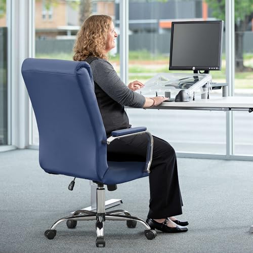 Modern Office Desk Chair, Conference Room Chairs, High Back Ergonomic Home ofiice Chair, Adjustable Height Swivel Executive Computer Chair with Armrest and Padded Seat (Blue) - color: Blue