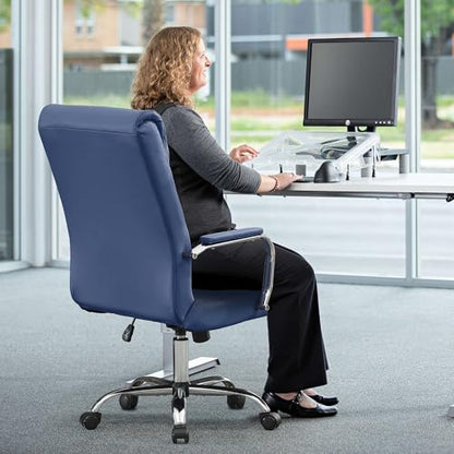 Modern Office Desk Chair, Conference Room Chairs, High Back Ergonomic Home ofiice Chair, Adjustable Height Swivel Executive Computer Chair with Armrest and Padded Seat (Blue) - color: Blue