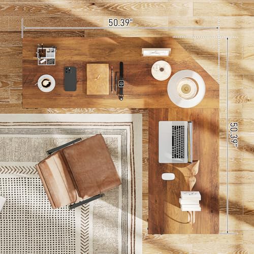 Vabches Farmhouse 50.39" L Shaped Executive Desk, Unique White - color: 50.39in Unique White With L-shaped