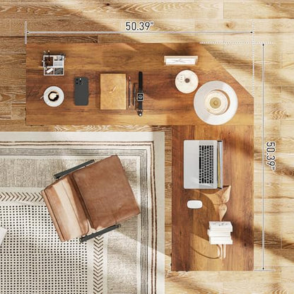 Vabches Farmhouse 50.39" L Shaped Executive Desk, Unique White - color: 50.39in Unique White With L-shaped
