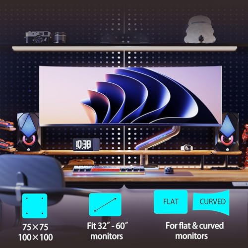 NB Gaming Monitor Arm or for 32 to 60 Inches Screen, Load up to 20 kg, VESA 75/100, RGB-Light, Heavy Duty, Multi Angle Adjustable, Premium Aluminum, Purple Blue - color: Purple Blue