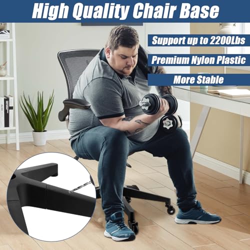 YAYODS 28" Heavy Duty Office Chair Base Replacement with Wheels(Set of 5), Desk Chair Base Replacement Universal Gas Cylinder and Caster Sockets