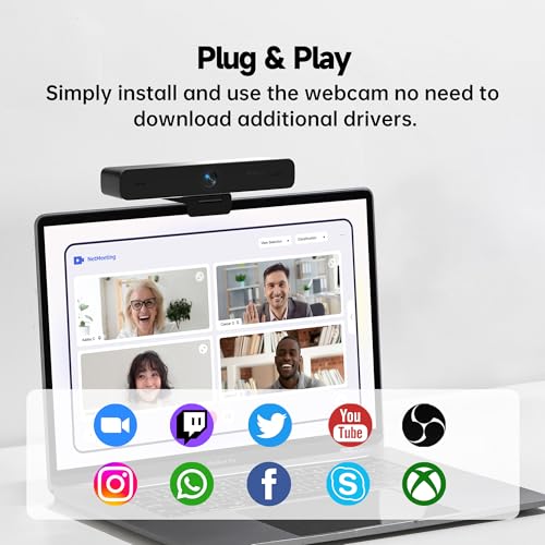 Horion 4K Conference Camera with Microphone, Auto Framing Camera for PC, 10X EPTZ Zoom, Plug & Play USB 3.0,Video with Dual AI Noise-Canceling Mic, for Video Conference, Streaming, PC/Mac/Linux, HC-5M