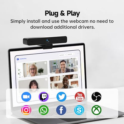 Horion 4K Conference Camera with Microphone, Auto Framing Camera for PC, 10X EPTZ Zoom, Plug & Play USB 3.0,Video with Dual AI Noise-Canceling Mic, for Video Conference, Streaming, PC/Mac/Linux, HC-5M