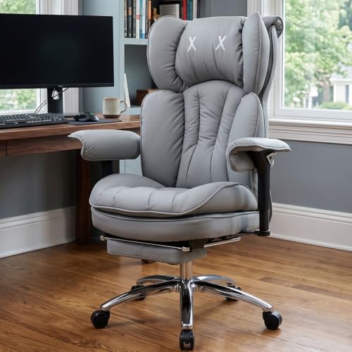 Efomao Big & Tall Desk Chair, Wide Executive Office Chair with Footrest Grey - color: 3070mus-grey