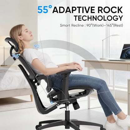 MoNiBloom Ergonomic Office Chair, High Back Mesh Desk Chair for Home, Black