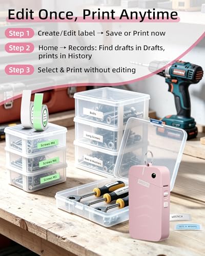 ORGSTA Label Maker, S001 Portable Bluetooth Label Maker Machine with Tape - color: Pink
