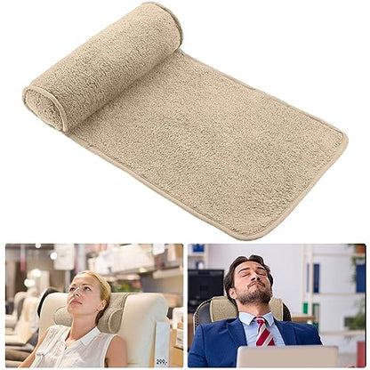 Weysat Recliner Pillow Neck Head Support Roll Non Slip Fleece Adjustable Neck Chair Headrest Cushion for Travel Home Office Recliner Couch Sofa Armchair Support and Pain Relief(Light Camel) - color: Solid