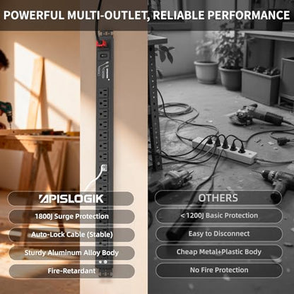 Surge Protector Power Strip, 16 Outlet Metal PDU Power Strip, 6 Feet - size: 6 FT