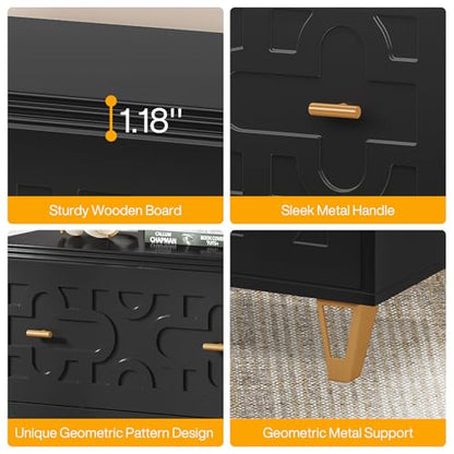 Tribesigns 2-Drawer Lateral File Cabinet, Black and Gold | Modern, Legal/Letter/A4 Size, Large Storage, Printer Stand, Home Office - color: Black & Gold