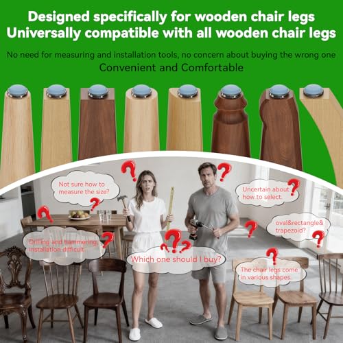 Chair Sliders Chair Leg Floor Protectors | Wooden Chair Specific, The Best Furniture Moving Pads | Nail On Chair Leg Pads |Sliders 24Pack |Guaranteed to Stay On |Slide Effortlessly with Chair Pads - size: Blue--Teflon Pads
