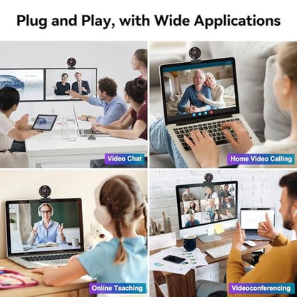 2K AI Webcam USB 3.0 with HDR 8X Digital Zoom & Microphone for PC - color: Onyx Black
