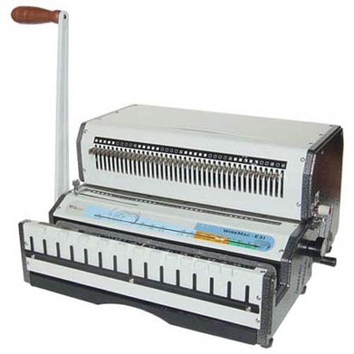 Akiles AWM-E21 Model WireMac-E21 Heavy Duty Electric Punch and Manual Wire Closer; 2:1, 2 Holes Per Inch Pitch; 1/4" to 1-1/2" Wire Closing Capacity; Rectangular 4mm x 5.5mm Hole Punch