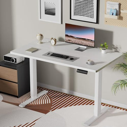 Dual Motor Electric Standing Desk Frame, Height Adjustable Table Legs for Max 44″ x 70.8″ Desktop with 330lbs Capacity, Ergonomic Sit Stand Up Desk Base for Home Office, White Frame Only