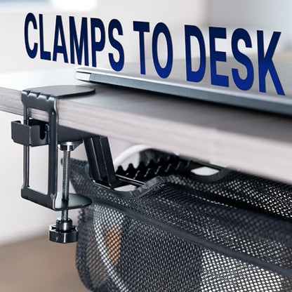 VIVO No Drill Clamp-on 55 inch Mesh Net Under Desk Cable Management Wire Organizer, Adjustable Home Office Standing Desk Cord Storage Sleeve, Black, DESK-AC55MH (Pack of 2) - size: 55" (Pack of 2)
