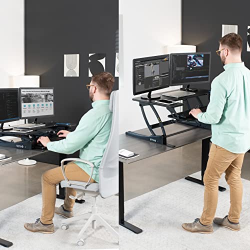 VIVO Black 36 in Electric Desk Converter, DESK-V000VE | Height Adjustable, Stand Up Desk Riser, Wide Keyboard Tray, Dual Monitor and Laptop Workstation, Black Frame, V Series - size: 36"