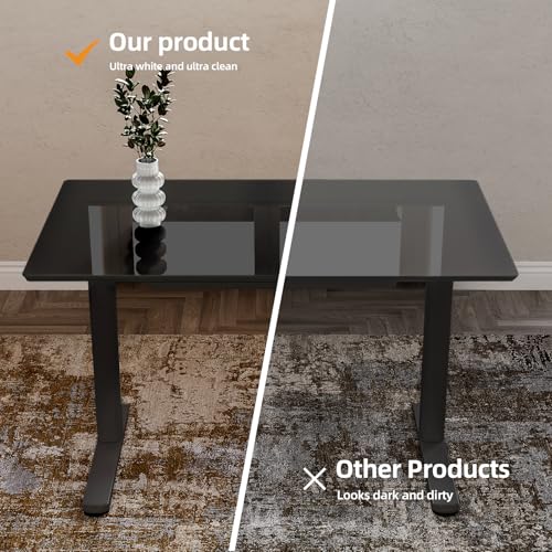 INNOVAR Glass Standing Desk with Drawers, 40 x 24 Inches Electric Height Adjustable Desk, Tempered Glass Top Stand Up Desks for Home and Office, Black - color: Black, size: 40 inch