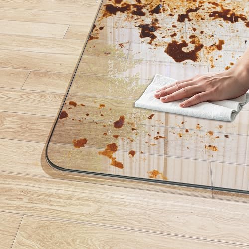 Tempered Glass 48" x 36" Round Corner Glass Chair Mat with Polished Edge, Heavy Duty Hard Office Chair Mat for Office Home Hard Floor Carpeted, Transparent, Glides Smoothly, Easy Clean - size: 48" x 36"