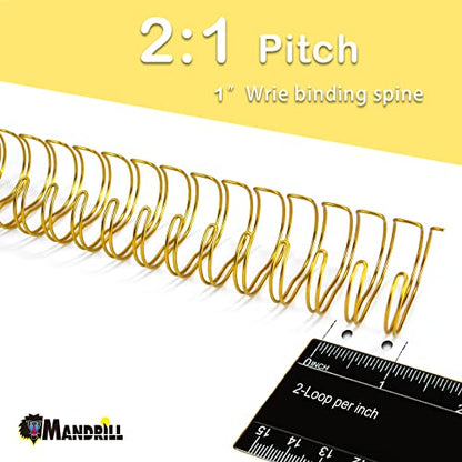 Rayson Wire Binding Spines, 1" 2:1 Pitch 21-Loop, Multicolor, 50 Pack | Includes black, gold, blue, white and silver; 1" size binds up to 240 sheets with compatible 2:1 pitch binders. - size: 1 inch