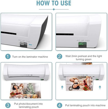 9-Inch(A4) 4-in-1 Thermal Laminator – 2-Min Fast Warm-Up, Hot & Cold Lamination, Never Jam Technology, Includes Cutter, Corner Rounder & 40 Pouches, Ideal for Home, Office & School