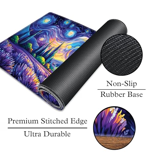 L&B Mercantile American Flag XXL Deskpad, Desk Mat for Computer Keyboard and Mouse – Patriotic USA Gaming Mousepad, Extra Long XL Mouse Pad for Laptop Office Desk. (Van Gogh Lavendar Field) - color: Van Gogh Lavendar Field