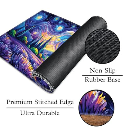 L&B Mercantile American Flag XXL Deskpad, Desk Mat for Computer Keyboard and Mouse – Patriotic USA Gaming Mousepad, Extra Long XL Mouse Pad for Laptop Office Desk. (Van Gogh Lavendar Field) - color: Van Gogh Lavendar Field