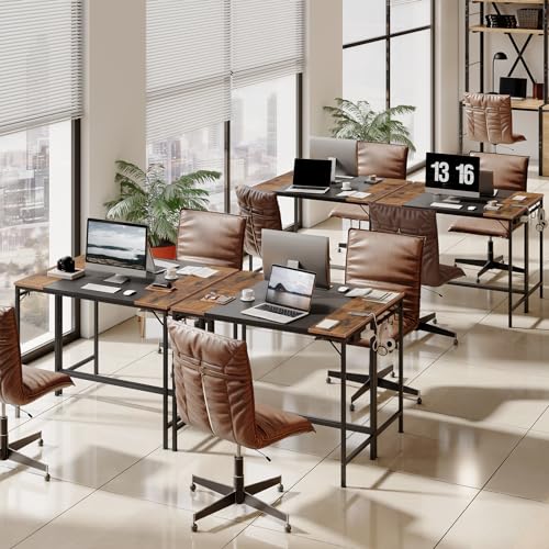 HOOBRO Computer Desk, 39.3 Inch Small Desk with Power Outlet, Writing Table with USB Charging Ports and 3 Hooks for Home Office, Study Room, Bedroom, Easy to Assemble, Rustic Brown and Black BF41UDN01 - color: Rustic Brown + Black, size: 39.3"W x 15.7"D x