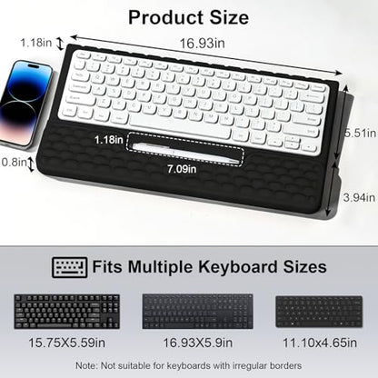 Ergonomic Keyboard Stand with Soft Memory Foam Wrist Rest for Office - color: Black