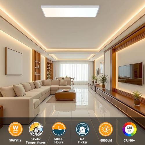 GT-Lite 2'x4' 5500 Lumen 4 Pack LED Flat Panel,Flush Mount and Drop Ceiling - color: White 4 Pack, size: 2x4 Feet