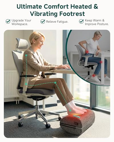 Snailax Ergonomic Foot Rest Under Desk with Heat, Vibration & Swing - color: Dark Grey