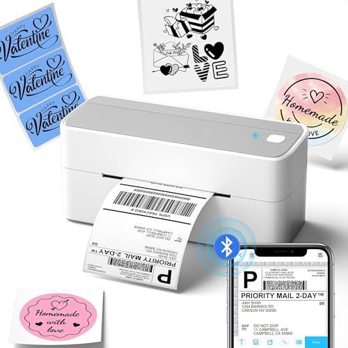 Phomemo Bluetooth Shipping Label Printer, 241BT 4X6 Wireless Thermal Label Printers for Small Business, Label Printer for Shipping Package, Compatible with iPhone, Android, Amazon - color: Sliver