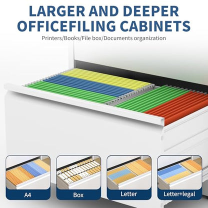 2 Drawer File Cabinet with Lock, Metal Lateral Filing Cabinets - color: White, size: 2 Drawer_ 26"W