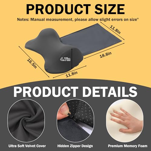 MABOZOO Neck Pillows for Recliner, Memory Foam Headrest Pillow with Non-Slip Backing and Elastic Straps, Recliner Neck Pillow for Pain Relief and Side Sleeping (Gray) - color: Gray
