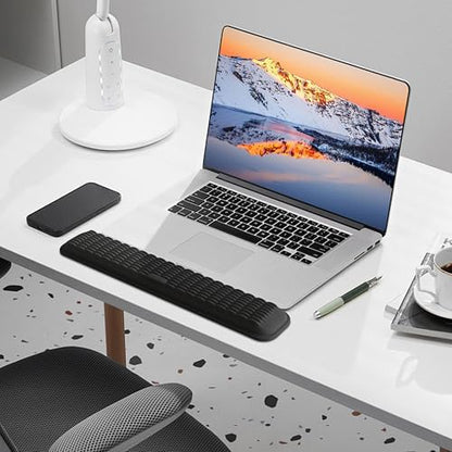 MEKASS Ergonomic Wrist Rest for Keyboard and Mouse, Soft Memory Foam Keyboard Wrist Rest Set with Non-Slip Silicone Base, Easy Typing, Pain Relief, Comfort for Office, Work, Gaming (White) - style: White