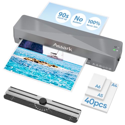 Assark Laminator 9 Inch with 40 Laminating Sheets - color: Gray, size: A4