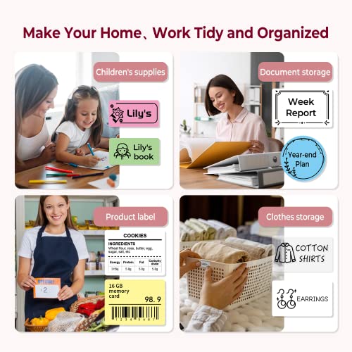 Thermal Label Maker - M110 Portable Bluetooth Barcode Label Printer | Labeler Maker Machine for for Small Business, Address, Logo, Clothing, Mailing, with 40x30mm Label, Pink - color: Pink