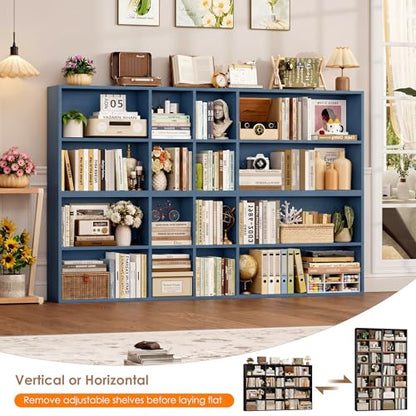 FOTOSOK Bookshelf Bookcase 7-Tier Narrow Bookshelf Tall CD Media Tower Rack - color: Blue