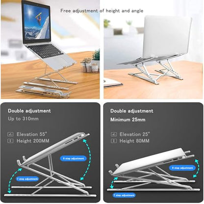 Laptop Stand for Desk, Adjustable Computer Riser with Dual Layer, Portable Foldable Aluminum Notebook Stand Holder Compatible with 13.3-17.3 inch MacBook Dell HP Lenovo, Black - color: Double layer-Black