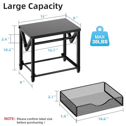 Marbrasse Label Holder for Rolls and Fanfold Labels, Metal Thermal Label Printer Holder with Drawer, Shipping Label Stand,Sticker Roll Holder for Home, Office, Small Business,Black - color: Black