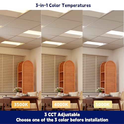 2x2 FT LED Center Basket Troffer Light, 3CCT Color Tunable 3500K/4000K/5000K, Watt Adjustable 30/35/40W, 0-10V Dimmable Drop Ceiling Lights, 120-277V-ETL Qualified-32Pack - size: 2X2 32Pack