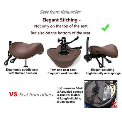 Kaleurrier Saddle Stool with Back Rest,Swivel Rolling Saddle Chair - color: Coffee, style: With Back