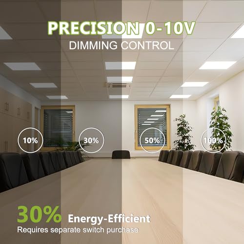 YXL 6 Pack 1x4 LED Flat Panel Light Office Light, 5200LM, 5CCT LED Drop Ceiling Light Fixture, 40W/35W/30W/25W/20W Selectable,6500K/5000K/4000K/3500K/3000K,Dimmable 0-10V,ETL - color: 1X4 FT, size: 6 Pack