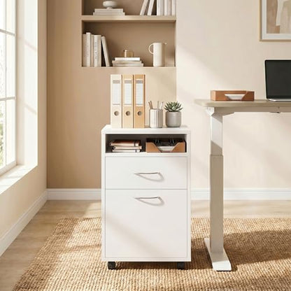 HOMCOM Mobile Storage Cabinet Organizer, Bathroom Drawer Cabinet, White | Printer Stand, Castors - color: White